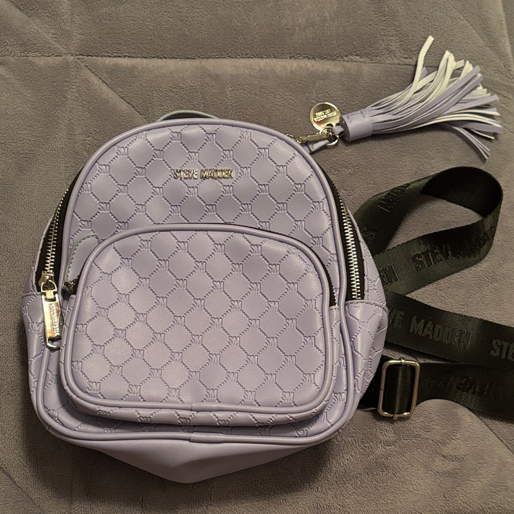 Steve Madden Light Purple Quilted Backpack